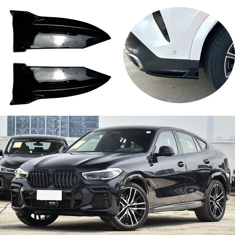 A BMW X6 G06 M Sport Autó Hátsó Lökhárító Ajak Diffúzor Spoiler Spoiler Karcolás ABS Matrica Fényes Fekete Tartozékok 2020-2022