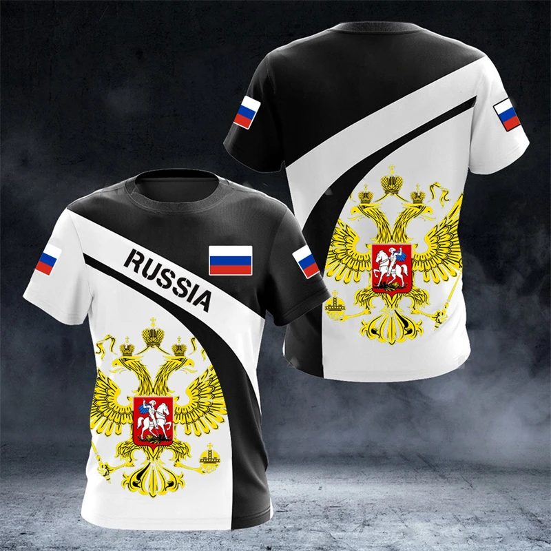Oroszország Férfi póló, Alkalmi, Laza Kerek Nyak orosz Zászló Rövid Ujjú Felsők Pólók Férfi Ruházat Túlméretezett póló Streetwear