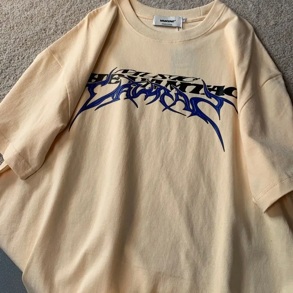 American Vintage Levél Nyomtatás Grafikai T-shirt a Férfiak, mind a Nők Nyári Laza Alkalmi Pár Alkalmi Hip-Hop Rövid Ujjú Felső y2k